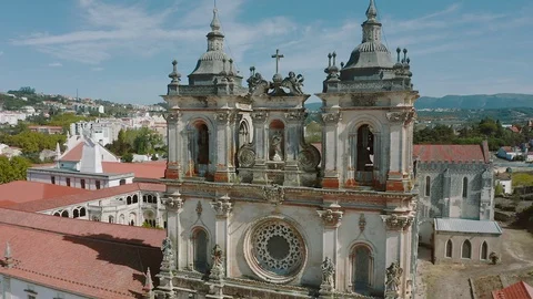Monastery of Alcobaca or Mosteiro de Santa Maria de Alcobaca in Portugal Stock Footage 128634053