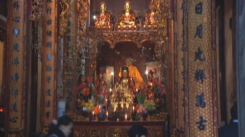 Monastery altar in Ho Chi Minh City, North Vietnam Stock Footage 53063970