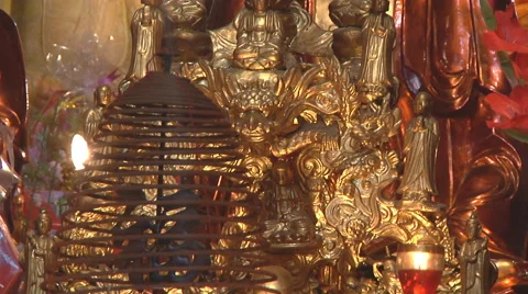 Monastery altar in Ho Chi Minh City, North Vietnam Stock Footage 53065433