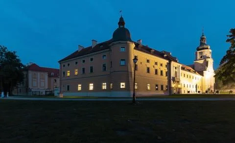 Monastery and palace complex in Poland in the evening. Stock Photos