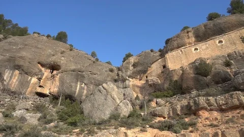 The monastery of Balma in the Mountain Stock Footage 104556619