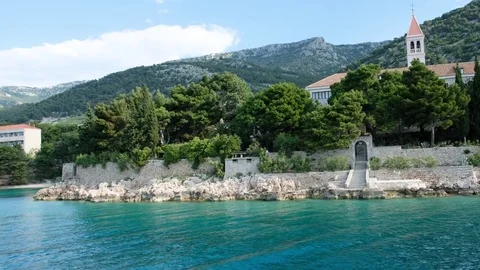 Monastery Bol Brac island seaside Stock Footage 76433454