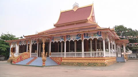 Monastery building in Vientiane, Laos Stock Footage 53873202