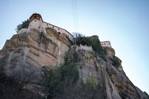 Monastery built on sandstone cliffs in Meteora Greece Fotos de archivo