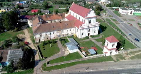 Monastery complex and church in Belarus. Aeril. 4K Stock Footage 96481200