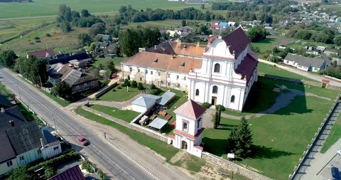 Monastery complex and church in Belarus. Aeril. 4K Stock Footage 96481340