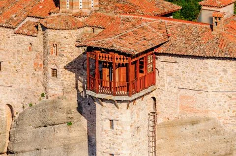 Monastery complex in Meteora mountains, Thessaly, Greece. UNESCO World Herita Stock Photos