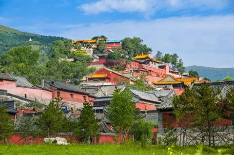 The monastery complex of Wudai Shan (Mount Wutai), UNESCO World Heritage Site, Stock Photos