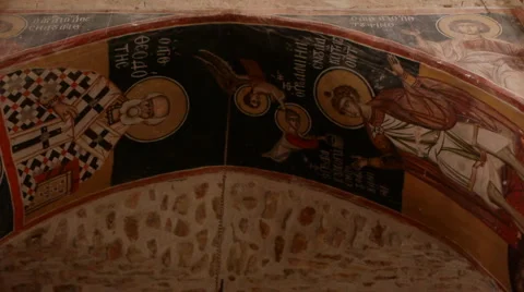 Monastery of the Cross painting P1 스톡 동영상 1079050