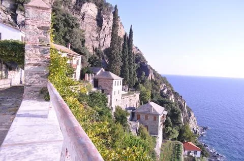 The Monastery of Dionysiou is a monastery built on Mount Athos 스톡 사진