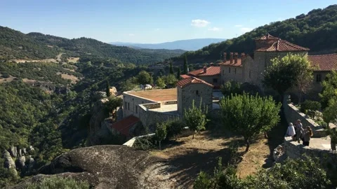 Monastery on the edge of the cliff Stock Footage 158489892