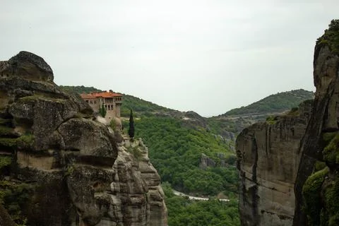 Monastery on the edge of a cliff Stock Photos