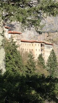 Monastery forest cliff Stock-Fotos