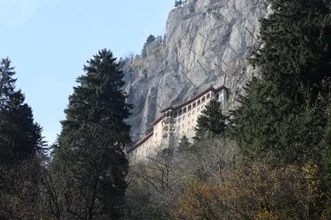 Monastery forest cliff Stock Photos