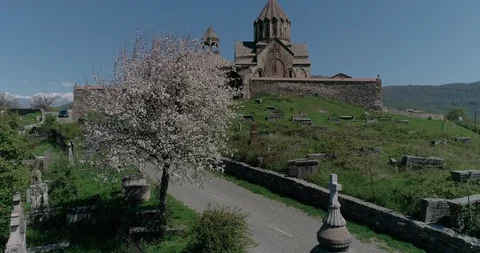 Monastery Gandzasar. horizontal pan. far distance shot 426 134741 4 CC. Stock Footage 90103731
