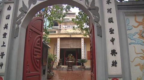 Monastery gate in Ho Chi Minh City, North Vietnam Stock Footage 53067253