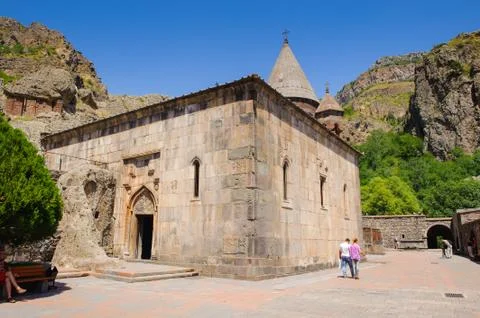 Monastery of Geghard, unique architectural construction in the Kotayk provinc Stock Photos