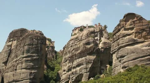 Monastery of Great Meteoron (jaw-dropping rock formations) _1 Stock Footage 11801626