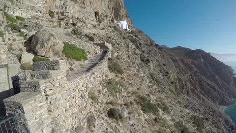 The monastery of Hozoviotissa in Amorgos, Greece Stock Footage 80601717