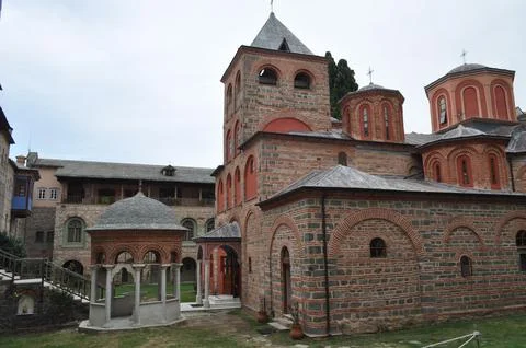 The Monastery of Iviron is a monastery built on Mount Athos Stock Photos