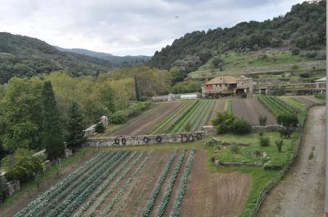The Monastery of Iviron is a monastery built on Mount Athos Stock Photos