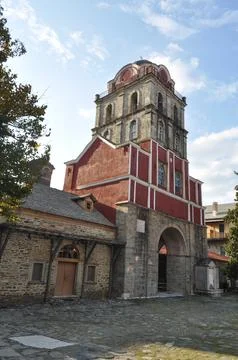 The Monastery of Iviron is a monastery built on Mount Athos Stock Photos