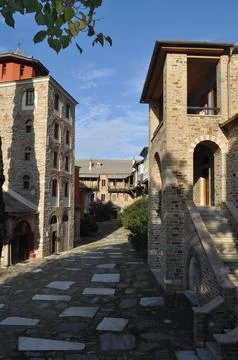 The Monastery of Iviron is a monastery built on Mount Athos Stock-Fotos