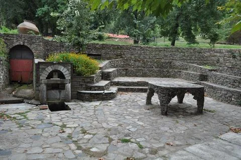 The Monastery of Iviron is a monastery built on Mount Athos Stock Photos
