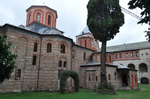 The Monastery of Iviron is a monastery built on Mount Athos 스톡 사진