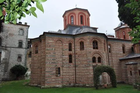 The Monastery of Iviron is a monastery built on Mount Athos 스톡 사진