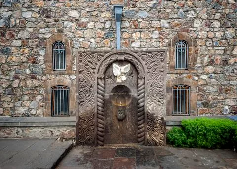 Monastery Khor Virap, a spring with consecrated water. Stock Photos