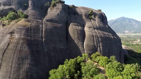 Monastery Meteora Greece.  Panoramic View of mountains and landscape at sunset. Stock Footage 116093581