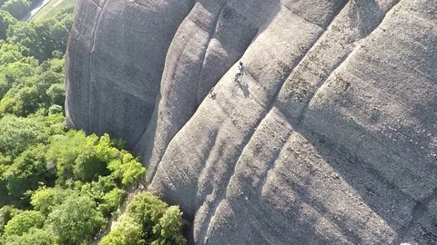 Monastery Meteora Greece.  Panoramic View of mountains and landscape at sunset. Stock Footage 116093938