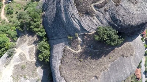 Monastery Meteora Greece.  Panoramic View of mountains and landscape at sunset. Stock Footage 116094627