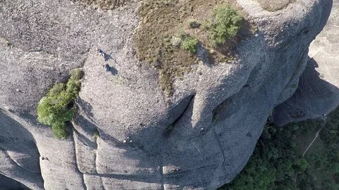 Monastery Meteora Greece.  Panoramic View of mountains and landscape at sunset. Stock Footage 116095053