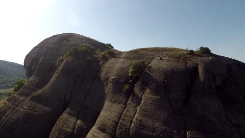 Monastery Meteora Greece.  Panoramic View of mountains and landscape at sunset. Stock Footage 116095194