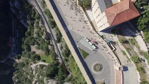 Monastery of Montserrat aerial plongee Stock Footage