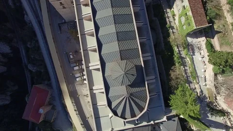 Monastery of Montserrat drone plongee Stockbeeldmateriaal 75598134