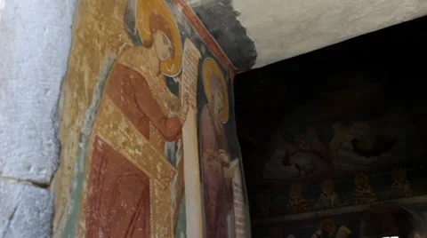 Monastery Moraca, fresco Stock Footage 34133603