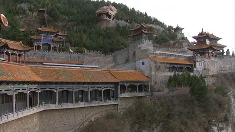 Monastery on Mount Mian near Jiexiu, Shanxi Stock Footage 88332853
