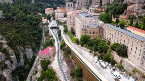 Monastery in the mountains Montserrat Spain 2 drone Stock Footage 167202180