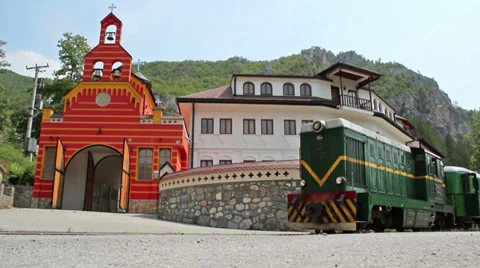 Monastery, Old green train 動画素材 32281181