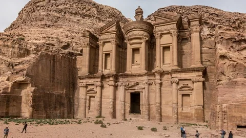 The Monastery or Ad Deir, a building carved out of rock in Petra Video stock 108813770