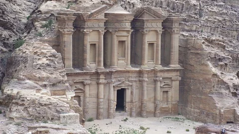 The Monastery or Ad Deir, cut rock architecture in the ancient city of Petra Stock Footage 112622138