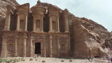 The Monastery or Ad Deir, a famous building carved out of rock in Petra Stock Footage 112502775