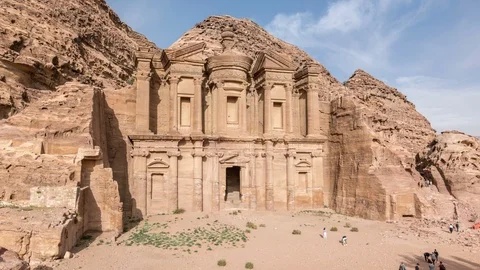 The Monastery or Ad Deir, a monumental building in Petra, Jordan Stock Footage 108816230