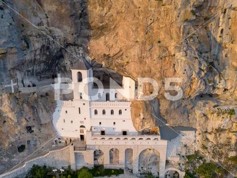 Monastery of Ostrog is a monastery of Serbian Orthodox Church placed against Stock Photos