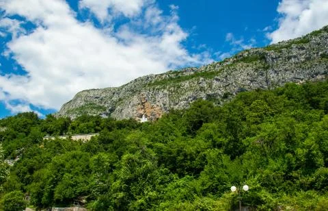 Monastery Ostrog placed on vertical rock of Ostroska Greda, Montenegro Fotos de archivo