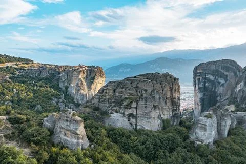 Monastery Perched on Steep Rock Formation Stock Photos