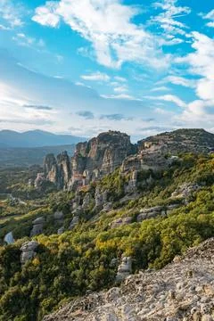 Monastery Perched on Steep Rock Formation Stock Photos